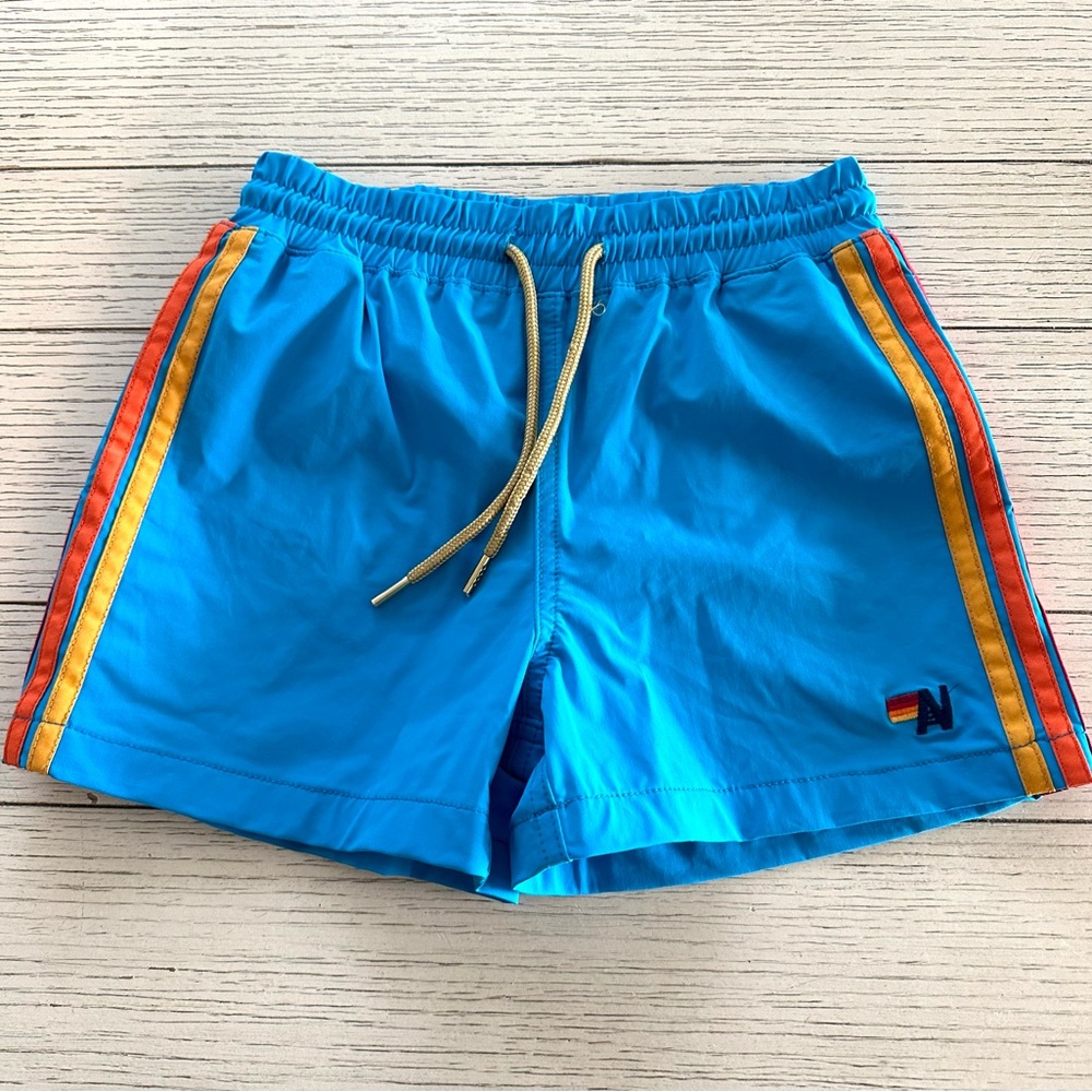 EUC AVIATOR NATION FLEX BOARD SHORTS NEONE BLUE KIDS SZ 6